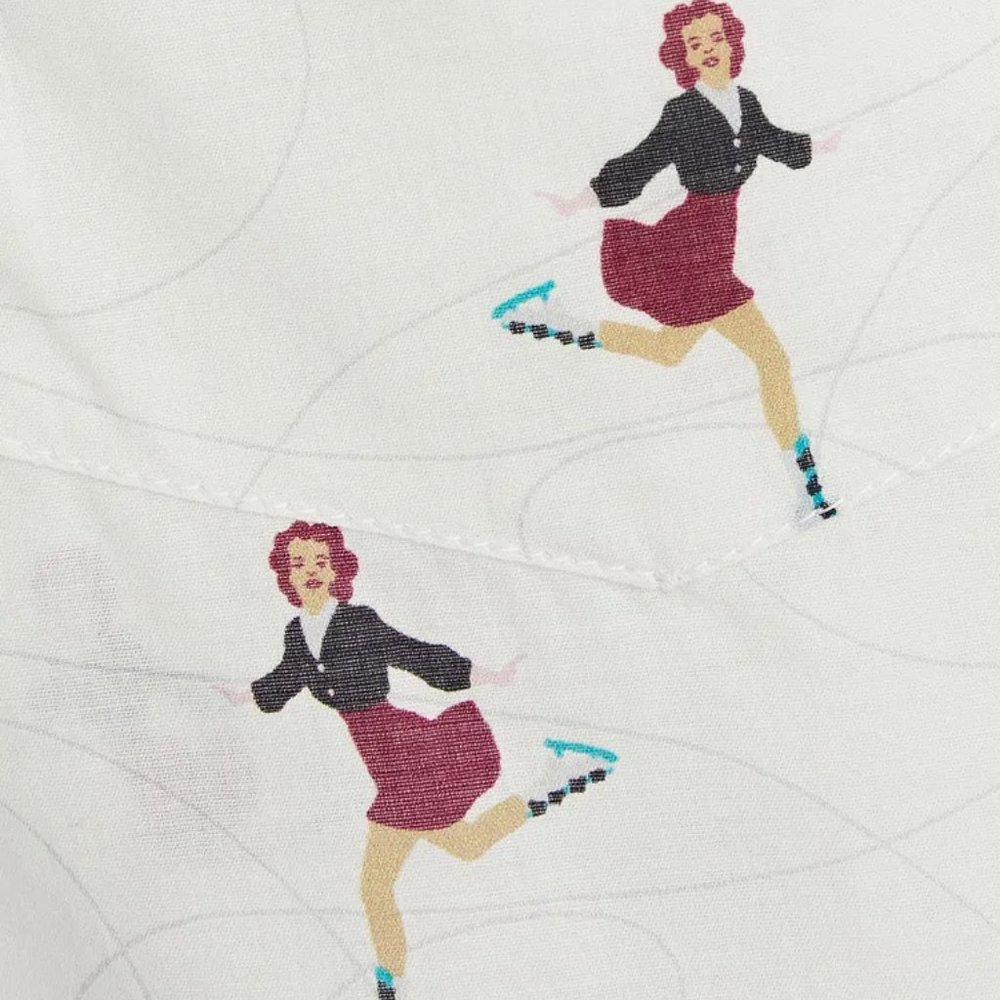 POUR LES FEMMES Cotton-Voile Luxe Pajama Set in Ivory Skater Print Size XL New - Picture 5 of 5